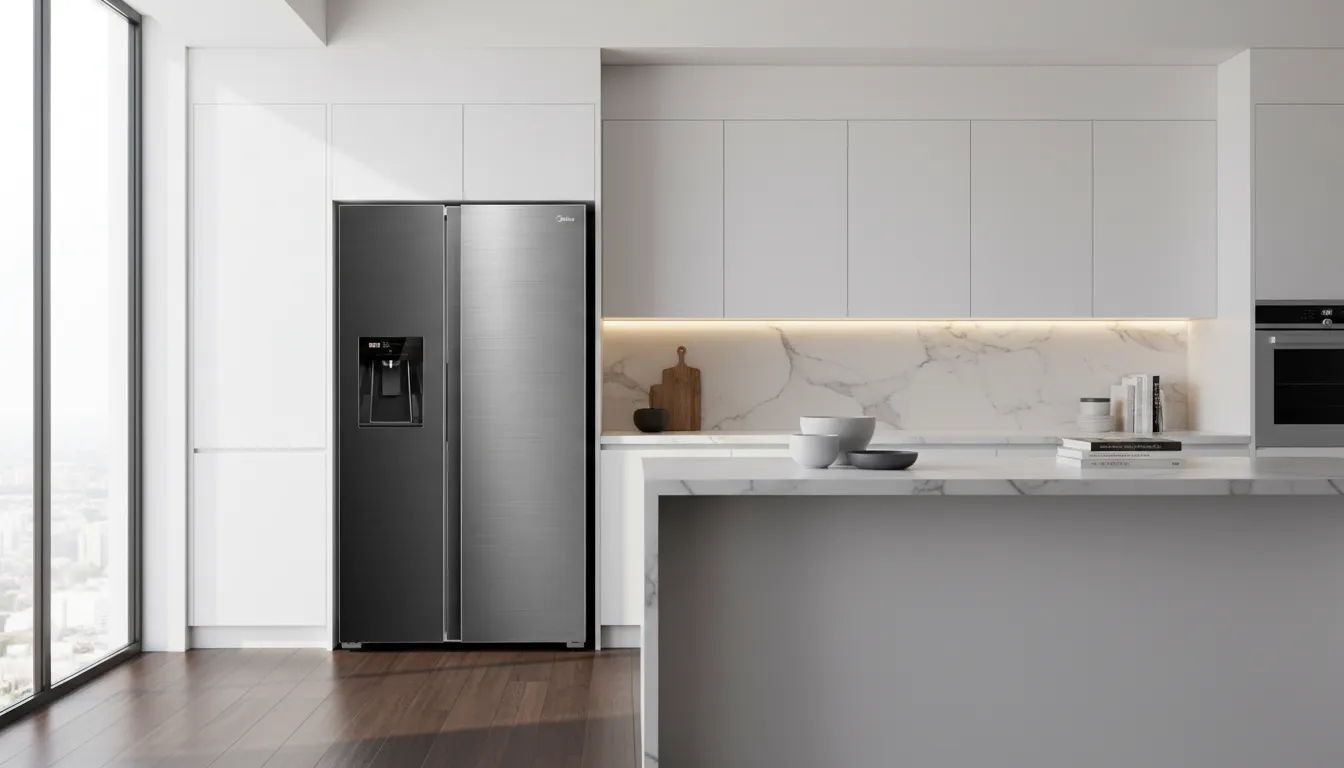 Geladeira inox premium com ice maker e acabamento sofisticado