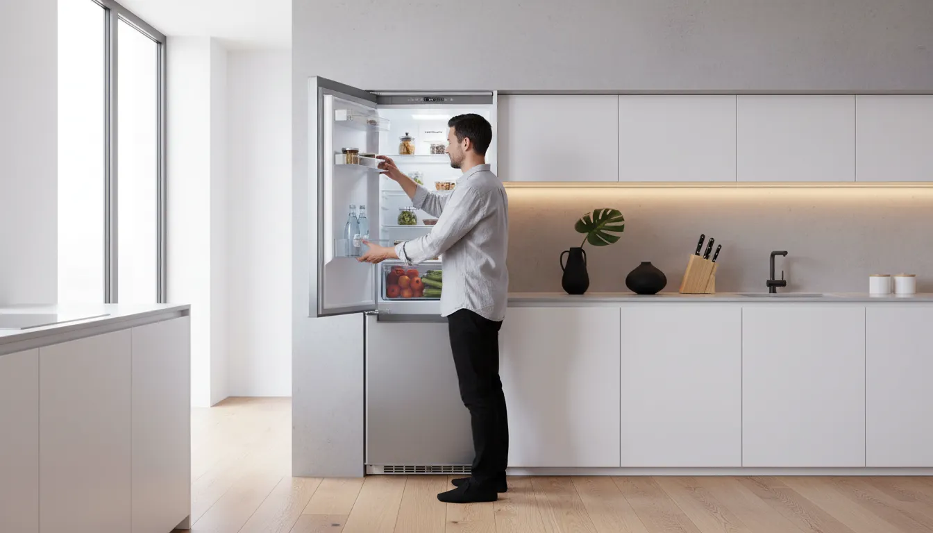 Geladeira em inox titânio acabamento evox