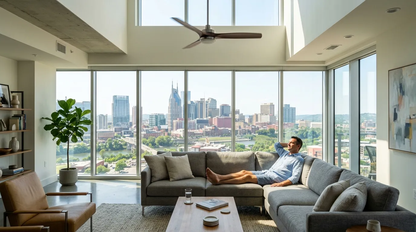 Ventilador de teto com 5 pás e ventilação forte